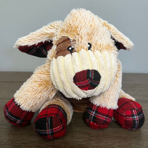 Kellytoy Light Brown Dog with Eye Spot and Plaid Paws‎ Plush